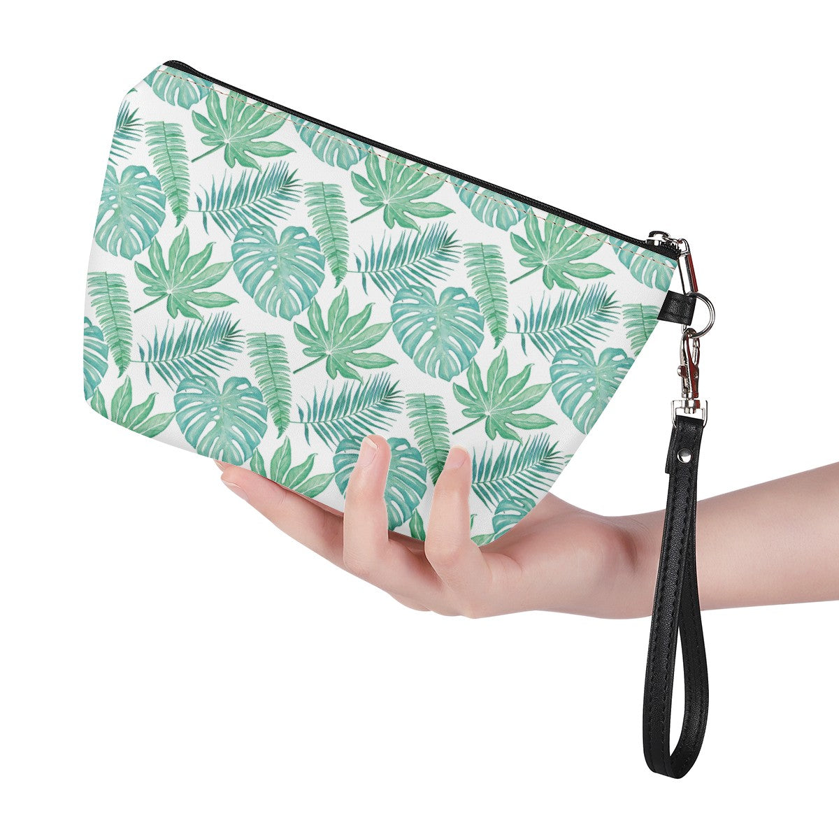 Luxtrini - Palm and Monstera Leaf Green Pattern Sling Cosmetic Bags