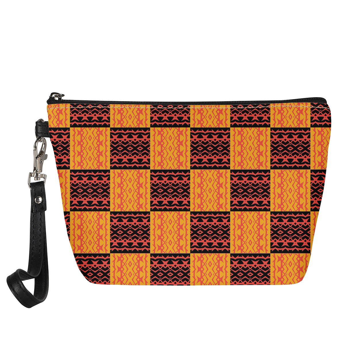 Luxtrini - Black and Orange Tribal Design - Sling Cosmetic Bags