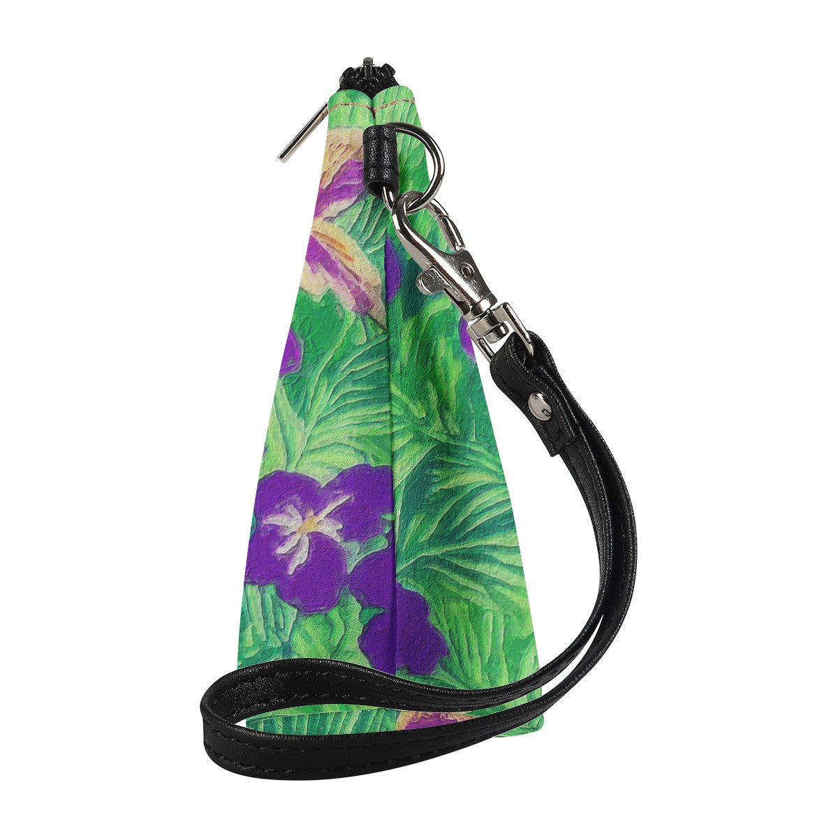 Luxtrini - Blue Flag Iris on Green Sling Cosmetic Bags