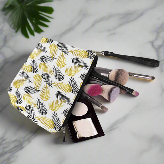 Luxtrini - Black and Gold Palm Branches Sling Cosmetic Bags