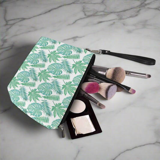 Luxtrini - Palm and Monstera Leaf Green Pattern Sling Cosmetic Bags