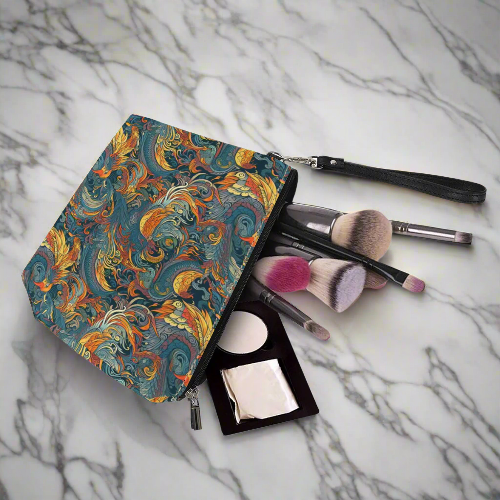 Luxtrini - Majestic Dragon and a Graceful Phoenix Sling Cosmetic Bags