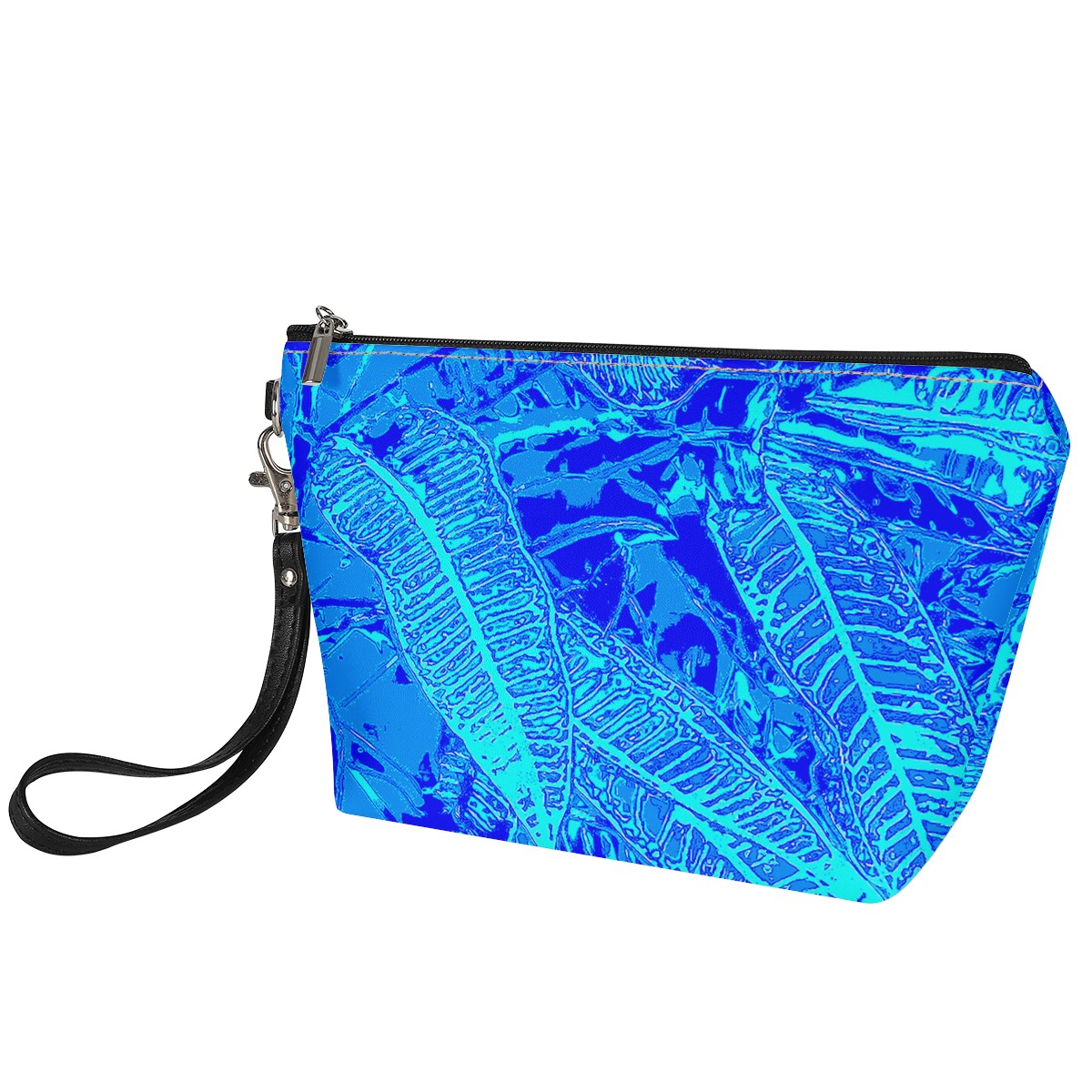 Luxtrini - Vibrant Blue Croton Pattern Sling Cosmetic Bags