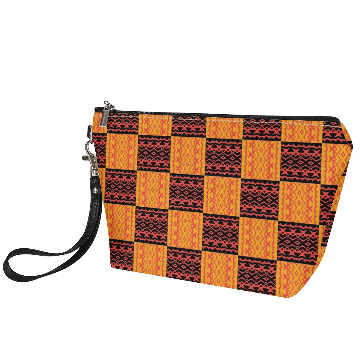 Luxtrini - Black and Orange Tribal Design - Sling Cosmetic Bags