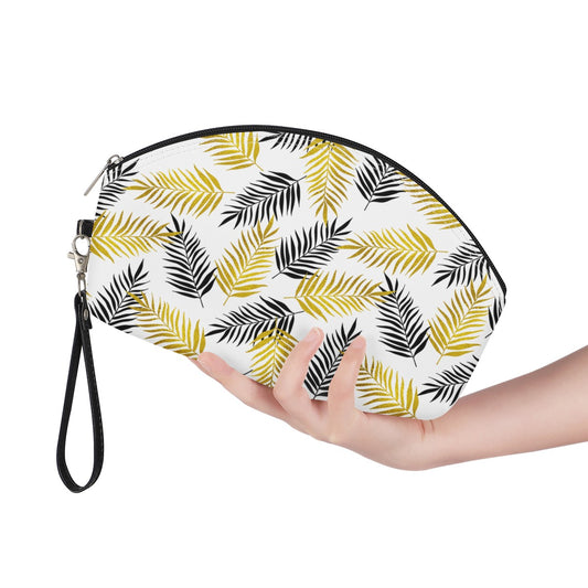 Luxtrini - Black and Gold Palm Branches Curve Cosmetic Bags