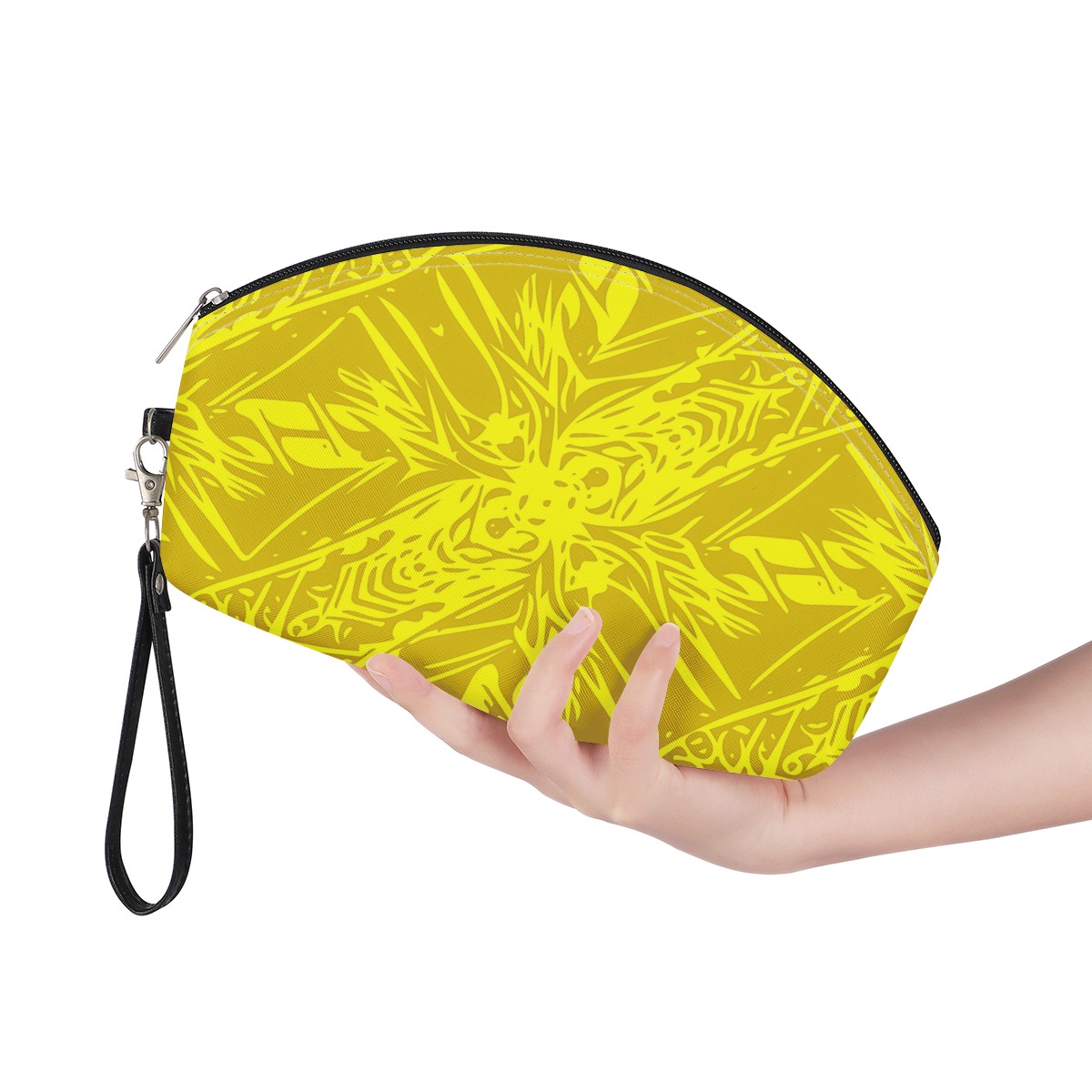 Luxtrini - Yellow Fern Vector Abstract Curve Cosmetic Bags