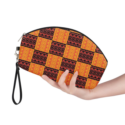 Luxtrini - Black and Orange Tribal Design - Curve Cosmetic Bags