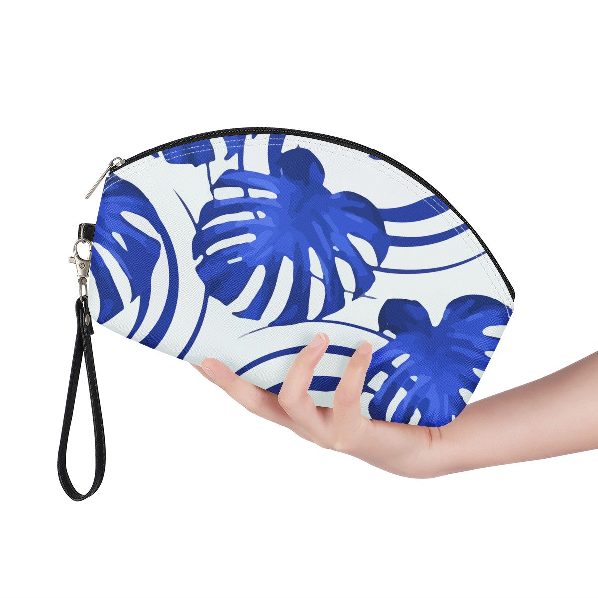 Luxtrini - Blue Monstera Obsession Curve Cosmetic Bags