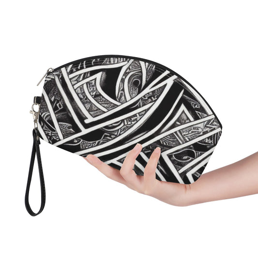 Luxtrini - Black and White Polynesian Curve Cosmetic Bags