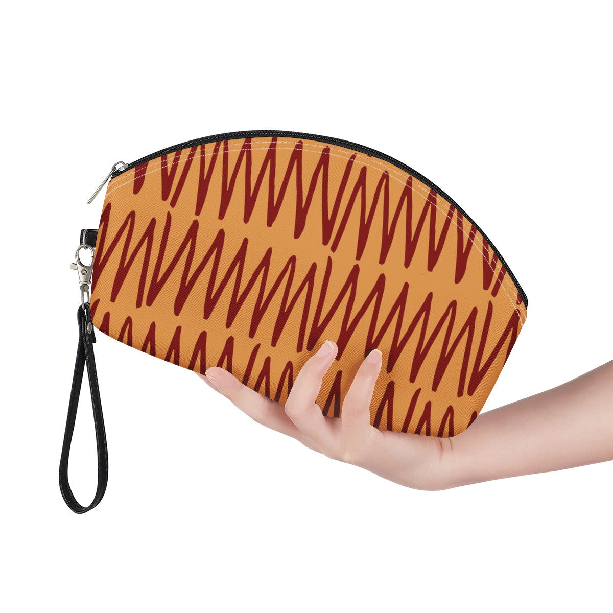 Luxtrini - African Ethnic Mudcloth Orange Curve Cosmetic Bags