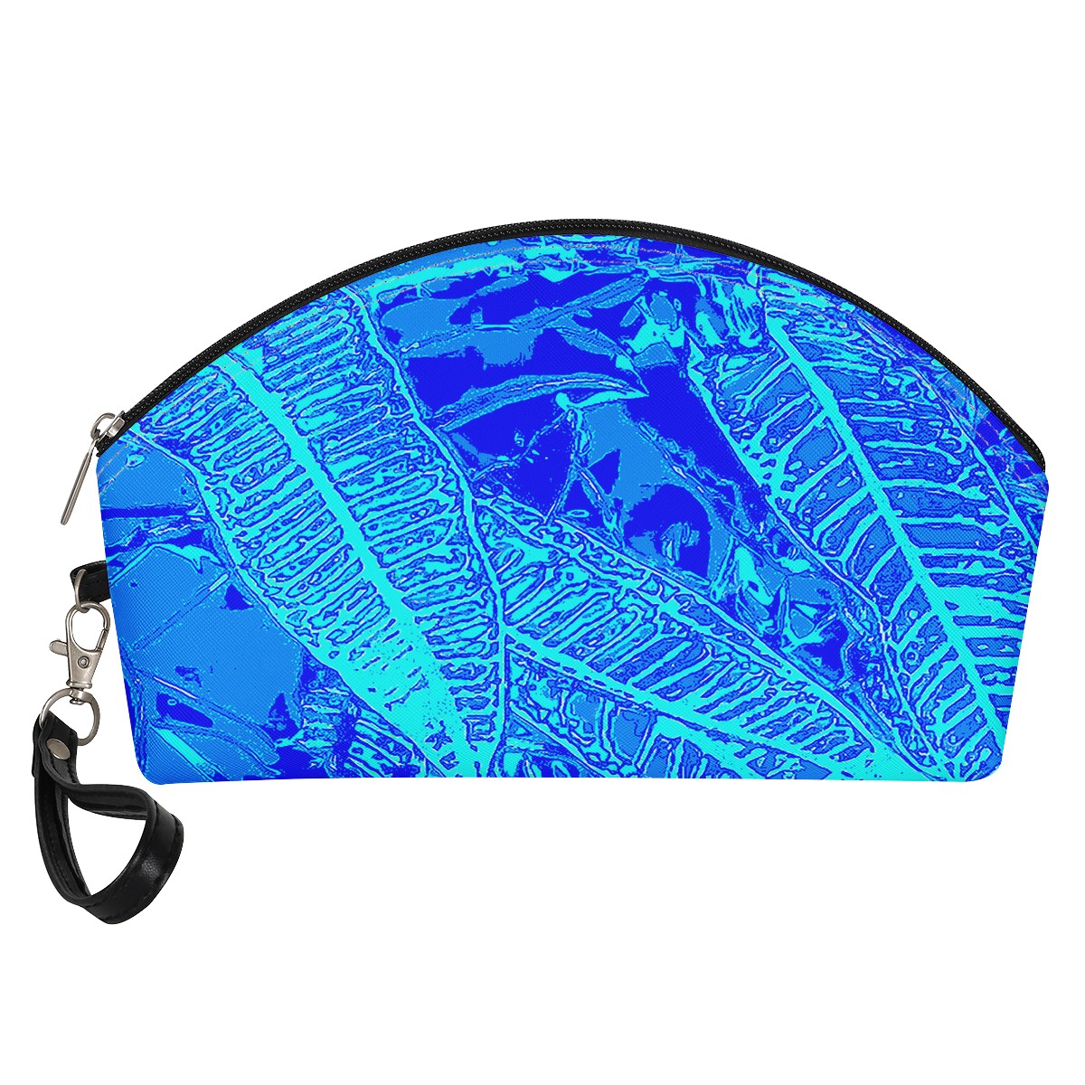 Luxtrini - Vibrant Blue Croton Pattern Curve Cosmetic Bags