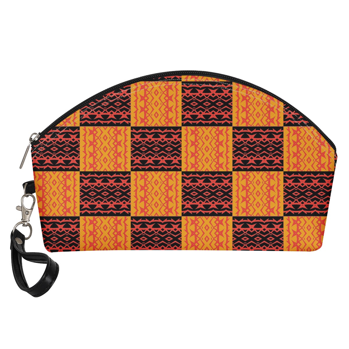 Luxtrini - Black and Orange Tribal Design - Curve Cosmetic Bags