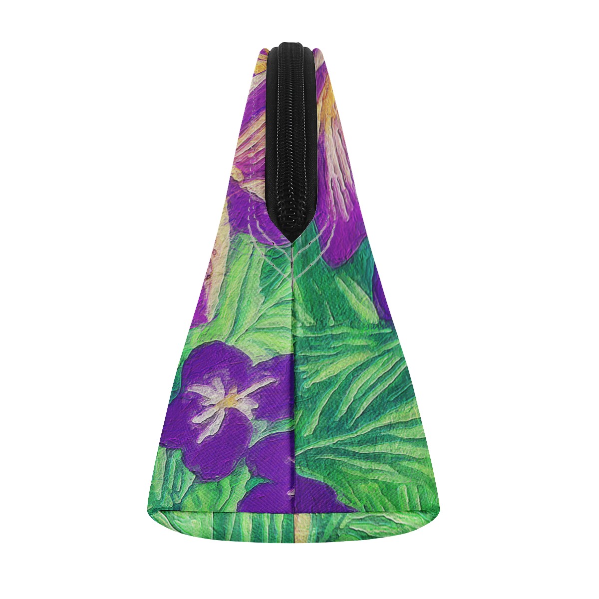 Luxtrini - Blue Flag Iris on Green Curve Cosmetic Bags