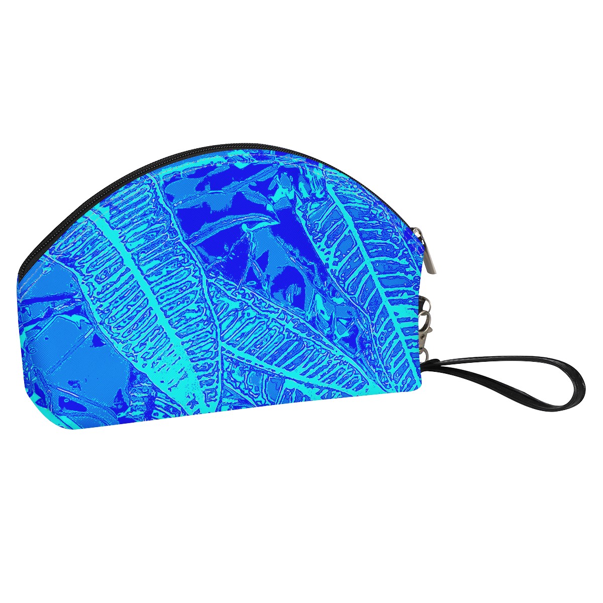 Luxtrini - Vibrant Blue Croton Pattern Curve Cosmetic Bags