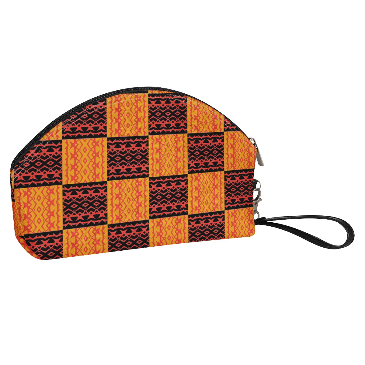 Luxtrini - Black and Orange Tribal Design - Curve Cosmetic Bags