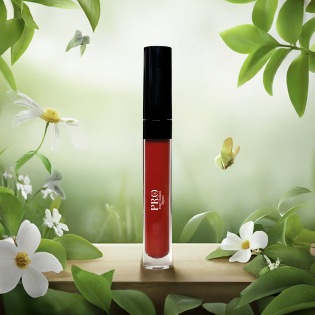 Vegan Long-Wear Ruby Red Liquid Lipstick with Vibrant Velvety Finish