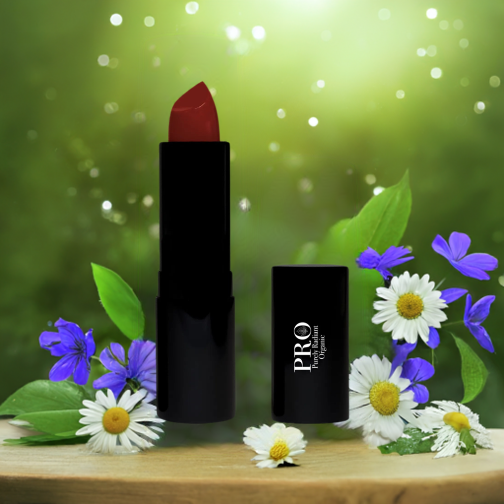 Embrace Unforgettable Elegance with Purely Radiant Organic's Red Carpet Red Luxury Matte Lipstick