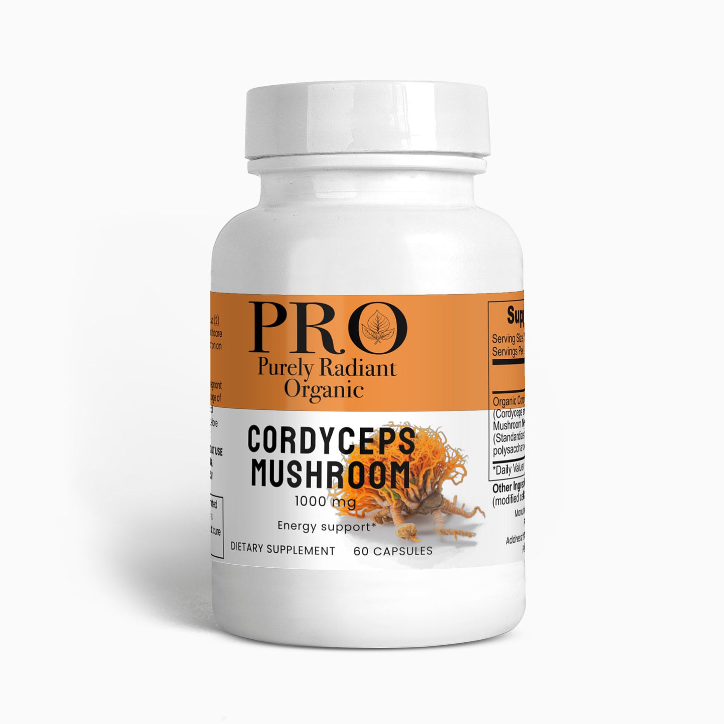 Purely Radiant Organic - Cordyceps Mushroom Supplement - Elevate Your Well-being with Nature's Rarity